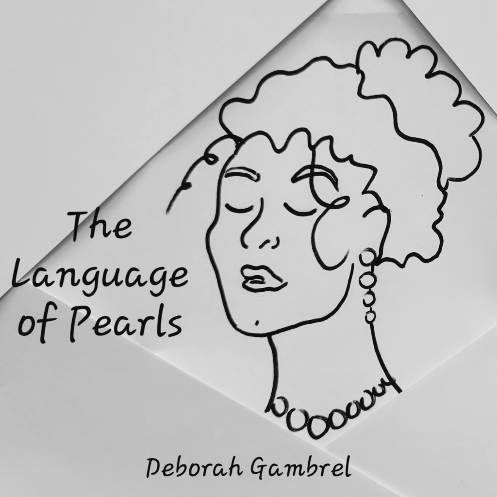 Minimalist line art of a woman with pearls, symbolizing the fusion of creative arts and spiritual storytelling.