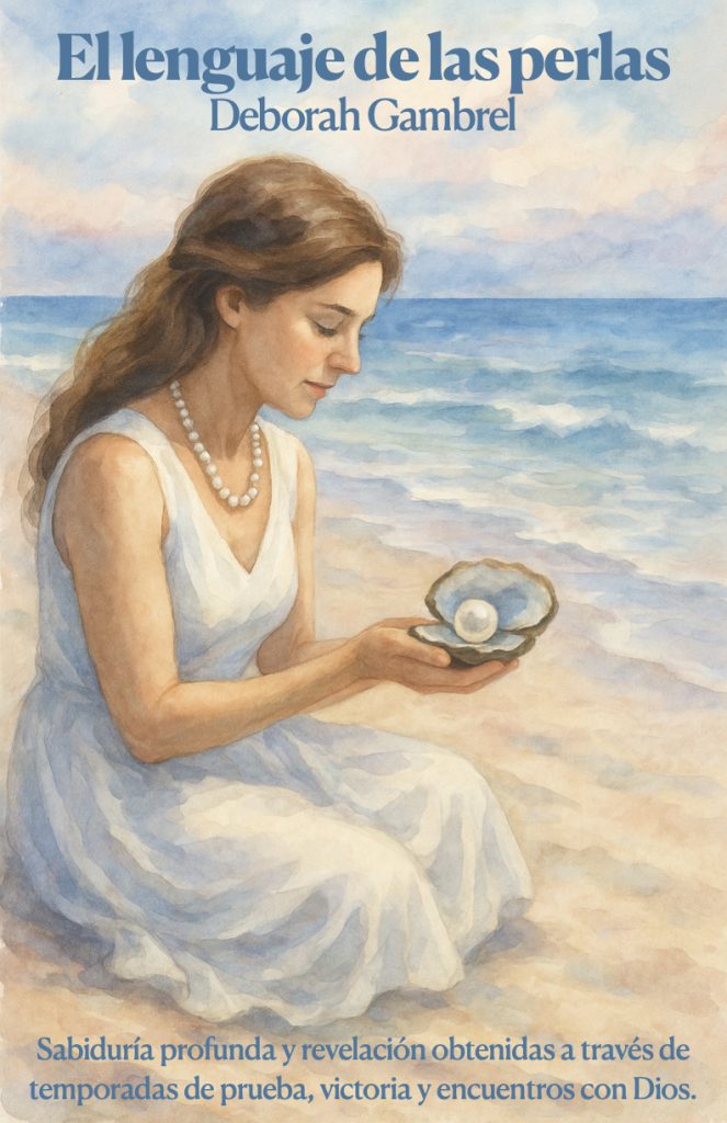 A woman kneeling on a beach, reflecting on a pearl, symbolizing the posture of gratitude that leads to wholeness.