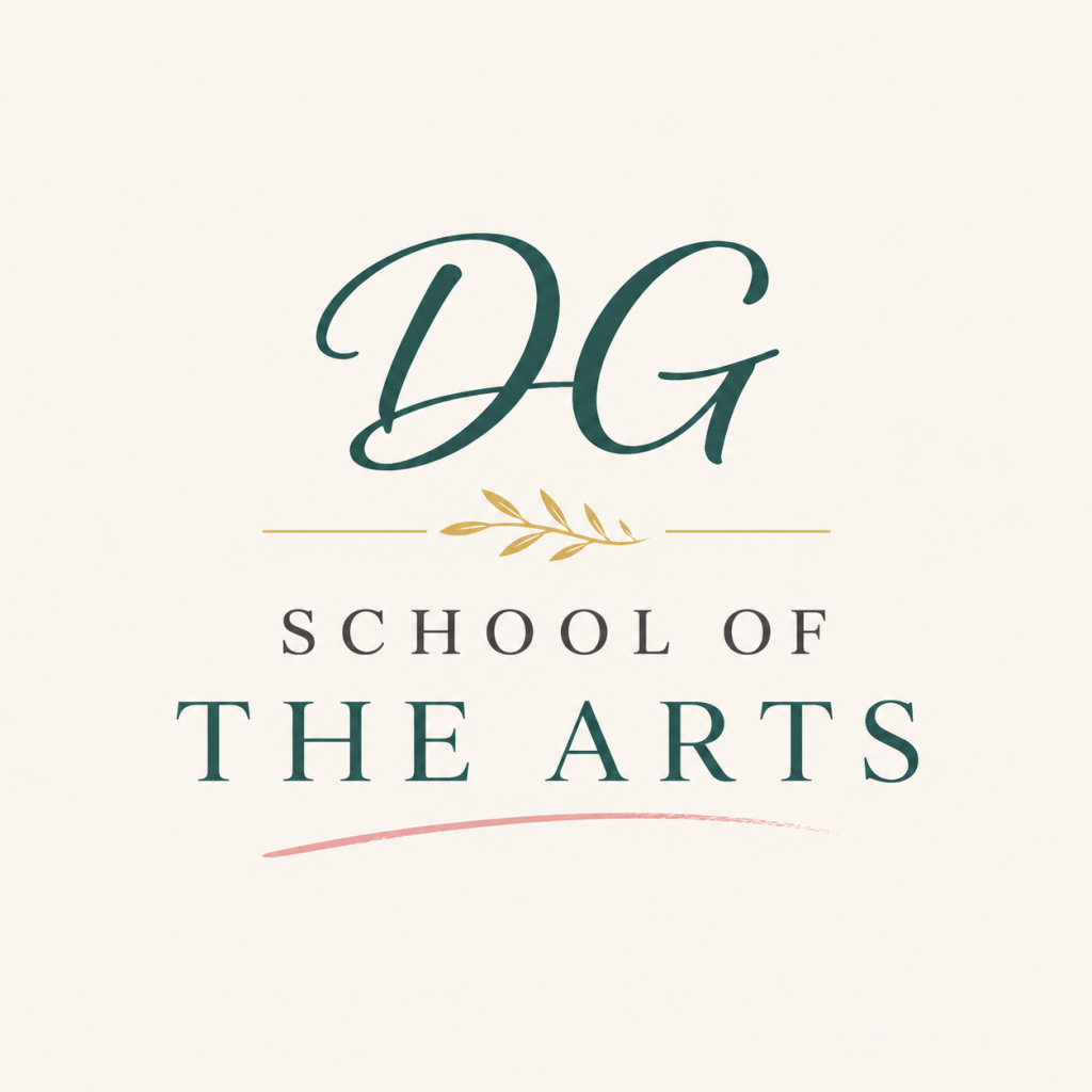 A professional and elegant abstract representation of artistic growth. Wisps of deep teal and shimmering gold paint overlap with soft pink watercolor splashes on a clean cream background. The composition feels balanced and inspiring, symbolizing the intersection of faith, creativity, and professional excellence.