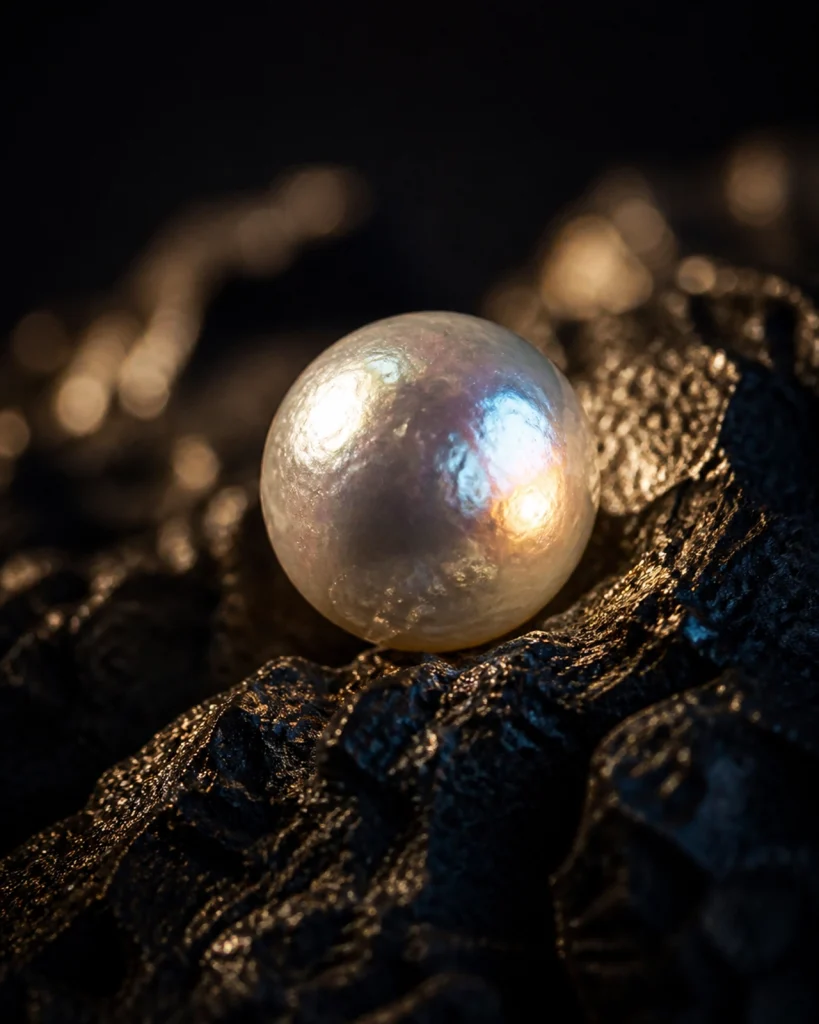 Cinematic pearl visual representing identity forged through formation, refinement, and holy transformation.