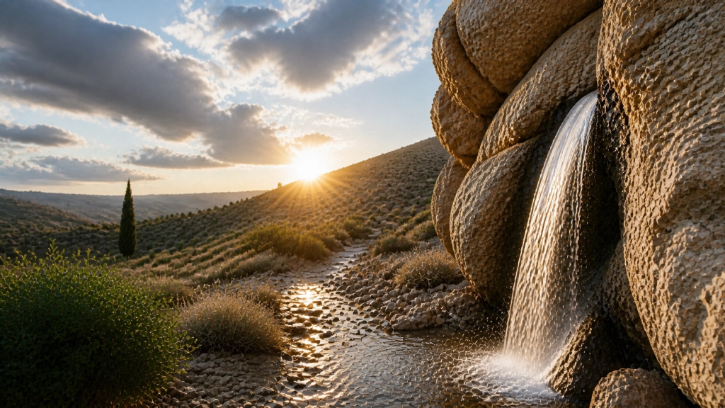 Realistic photo of a woman standing in a peaceful desert landscape, representing spiritual authority and Kingdom purpose.