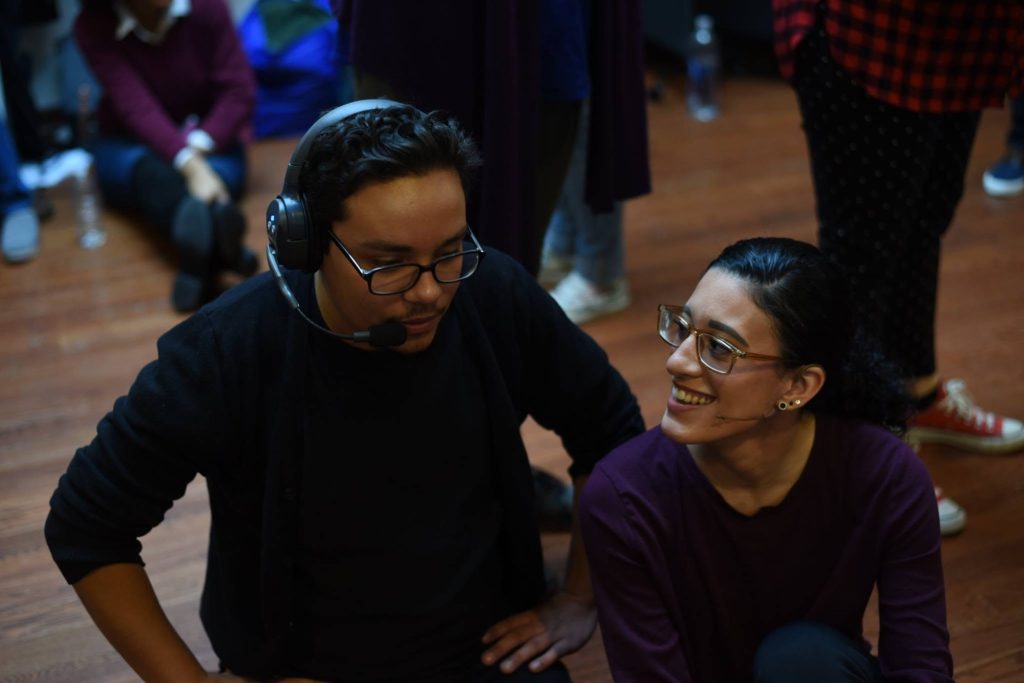 Matthew Sanchez directing and instructing Alicia Sanchez during a rehearsal, focusing on artistic development. DG Inspired Studios.